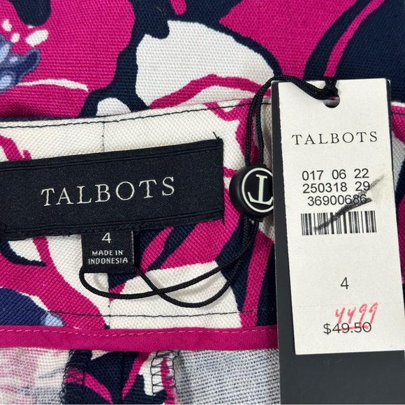 TALBOTS Women's Stretch 5" Short Size 4 NWT Pink Blue White Floral - Picture 4 of 12